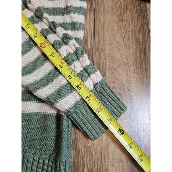L.L Bean Chunky Striped Cable Knit Fishermen 100% Cotton Sweater Women's XL - Picture 6 of 9